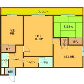  ウエストビレッジ118：102号室　3ＬＤＫ::間取り図(2)