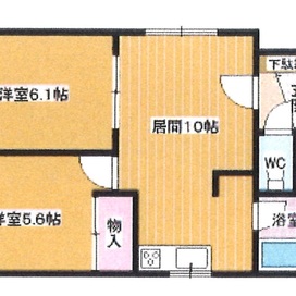 北信ハイツ　　201号::間取り図(1)